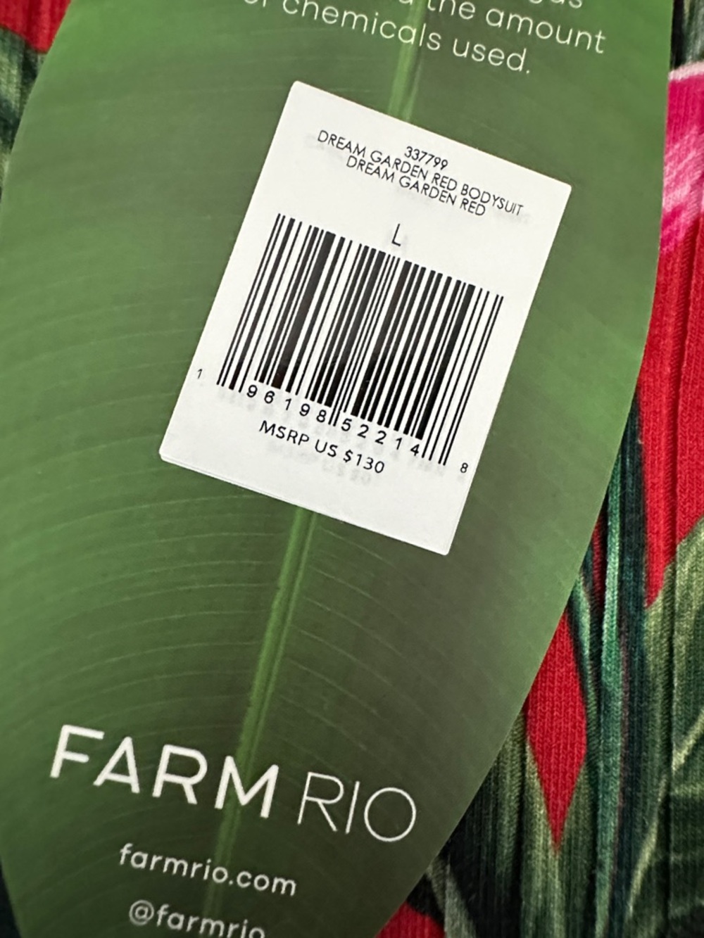 FARM Rio Red Ribbed Tropical Print Bodysuit - Picture 3 of 8